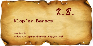 Klopfer Baracs névjegykártya